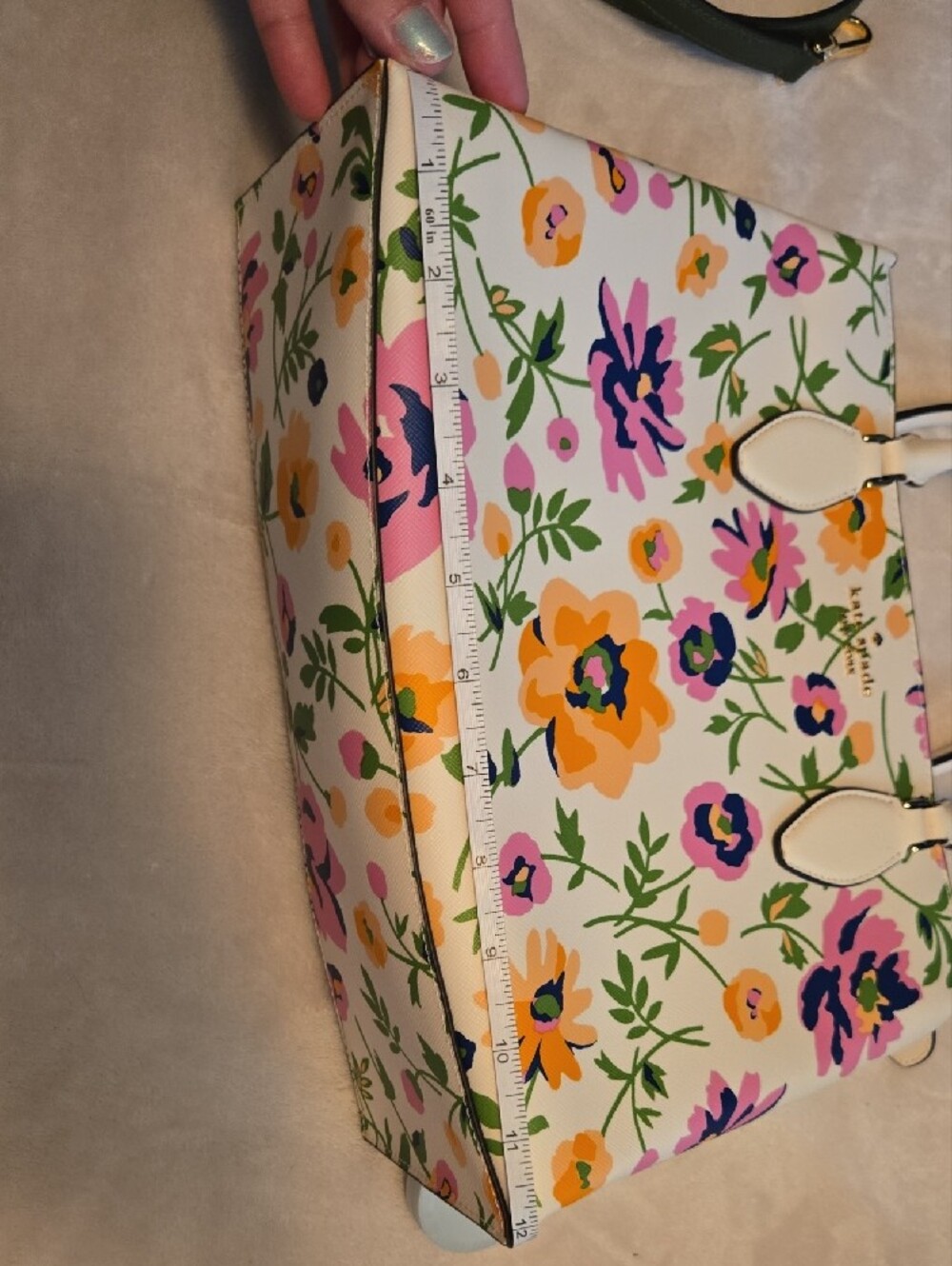 kate spade Cream Floral Print Top-Handle Tote - Picture 9 of 11